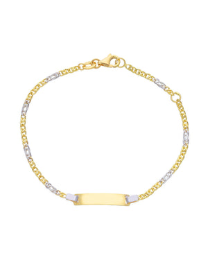 Bracciale catena da bambino/a JOY Gioielli Oro in oro bianco e giallo 18kt con targhetta VBC050GB15T