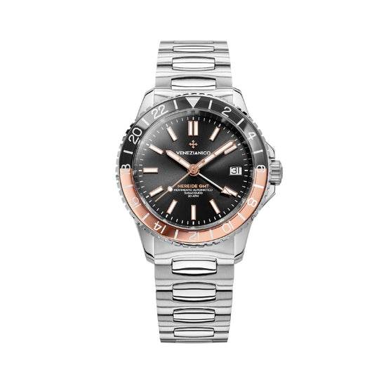 Orologio da uomo Venezianico in acciaio con quadrante nero MISURA UNICA