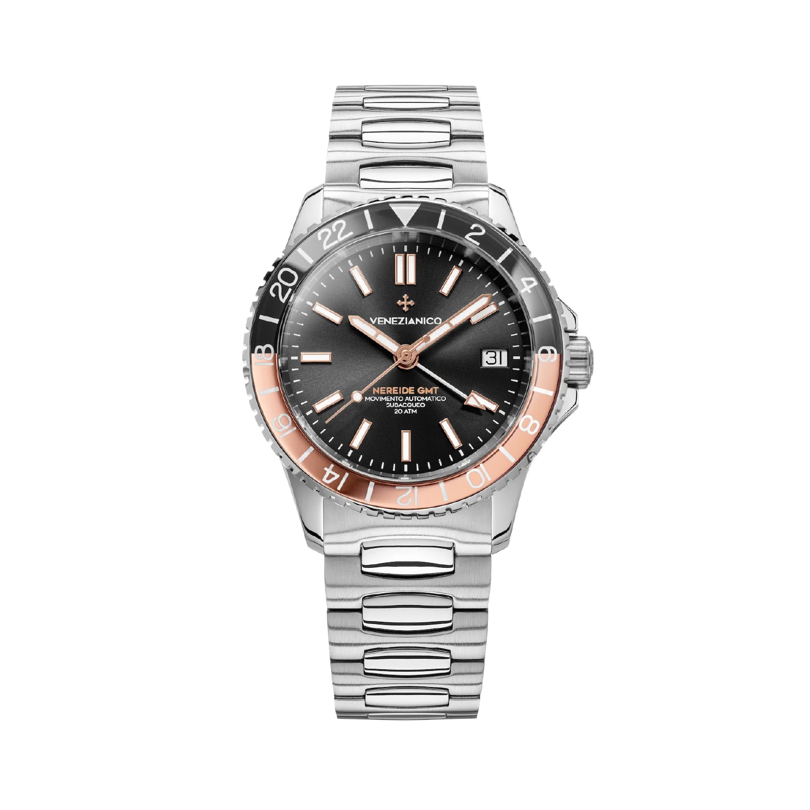 Orologio da uomo Venezianico in acciaio con quadrante nero MISURA UNICA