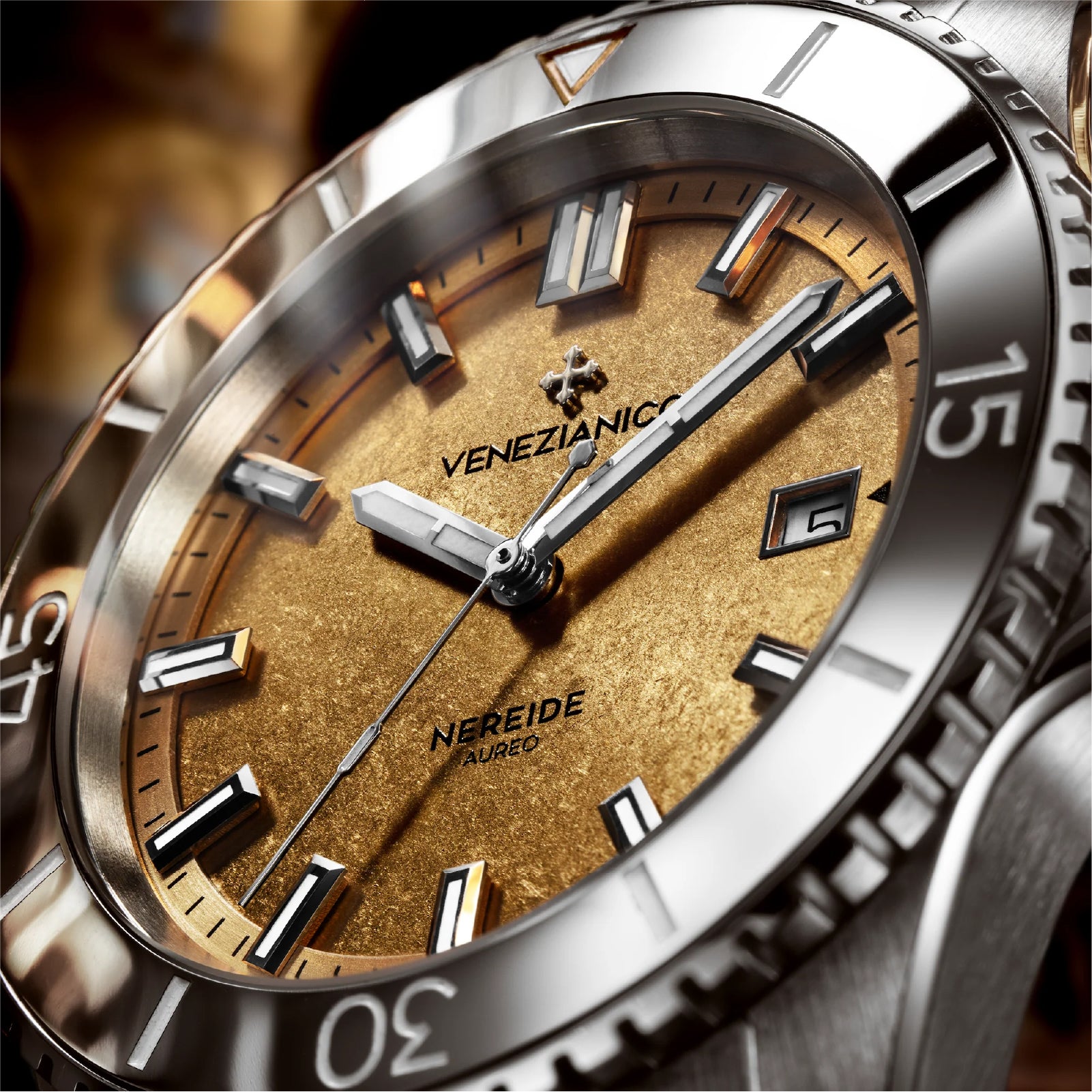 Orologio automatico Venezianico acciaio quadrante oro 18k