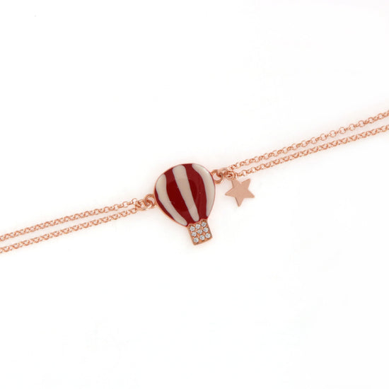 Bracciale catena Versari con mongolfiera di colore rosso Regolabile 12,5-15 cm