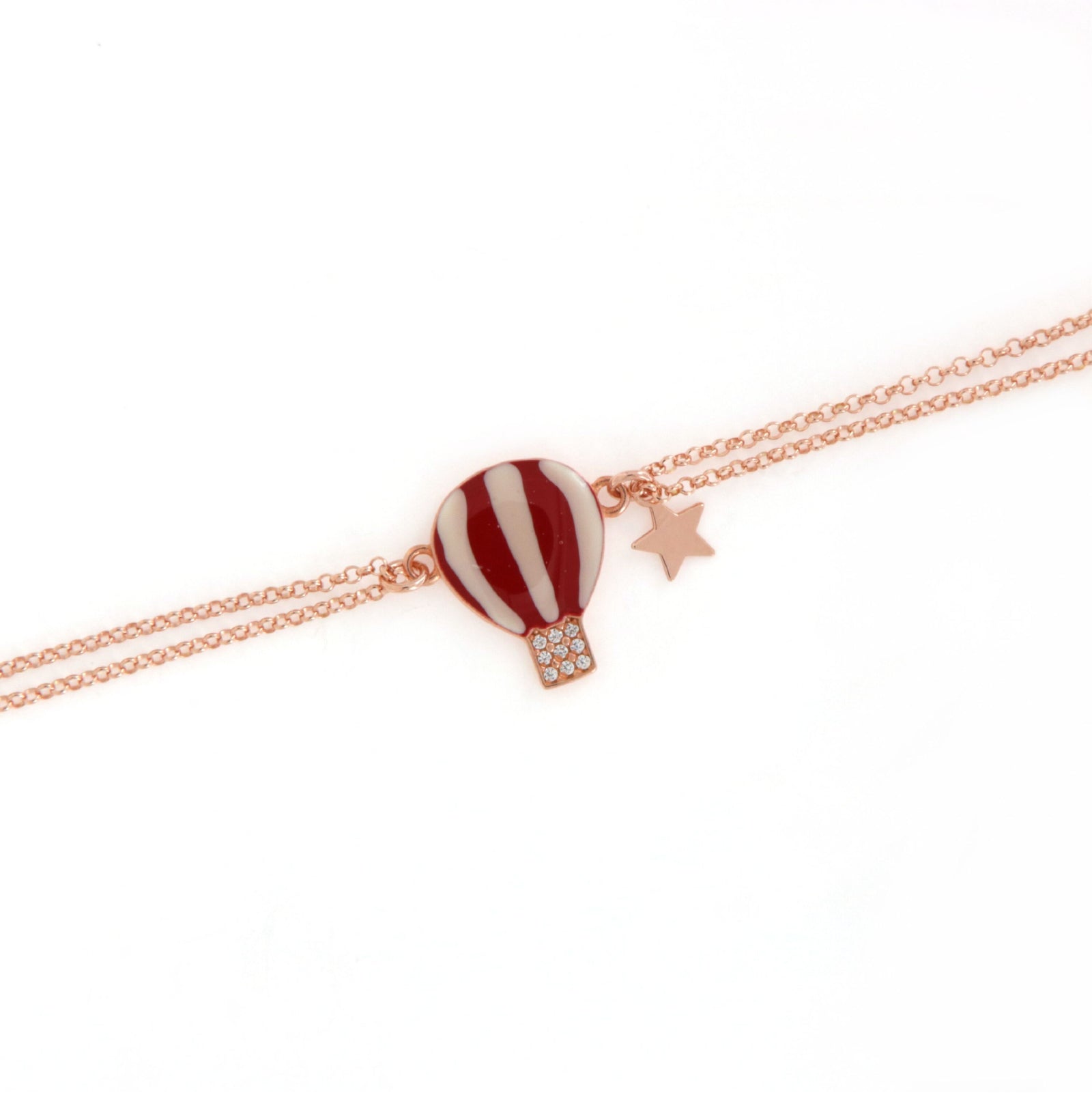 Bracciale catena Versari con mongolfiera di colore rosso Regolabile 12,5-15 cm