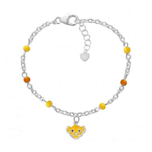 Bracciale bimbi Disney acciaio ciondolo simba smaltato giallo Regolabile 12-14 cm