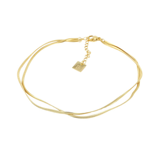 Cavigliera ZAG Bijoux acciaio dorato con doppia catena