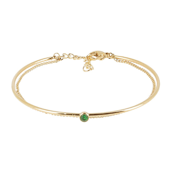 Bracciale multifilo ZAG Bijoux acciaio dorato zircone verde Regolabile 15-18 cm