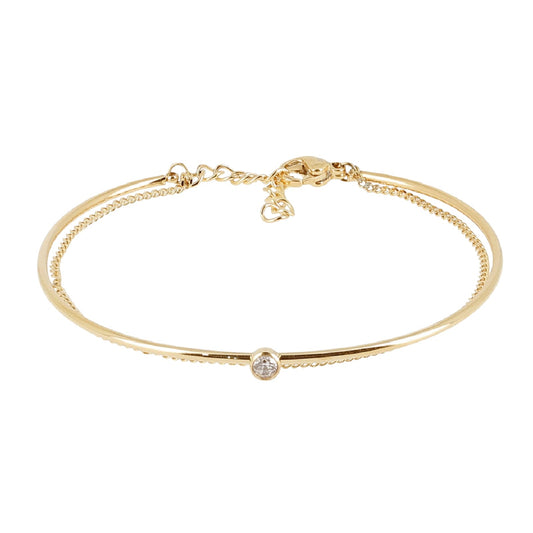 Bracciale multifilo ZAG Bijoux acciaio dorato zircone bianco Regolabile 15-18 cm