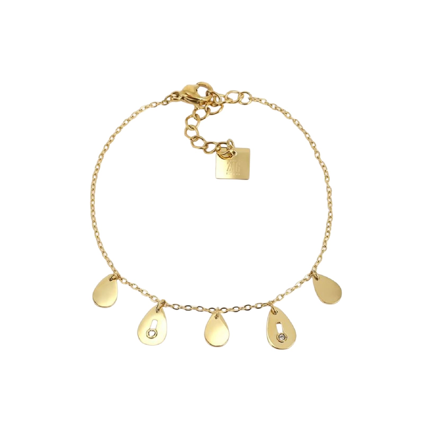 Bracciale da donna ZAG Bijoux in acciaio dorato con zirconi Regolabile 15,7-17,5 cm