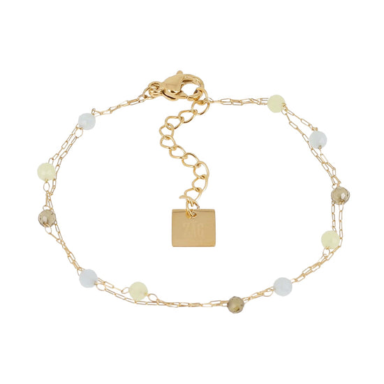 Bracciale catena ZAG Bijoux in acciaio dorato pietre colorate Regolabile 15-18 cm