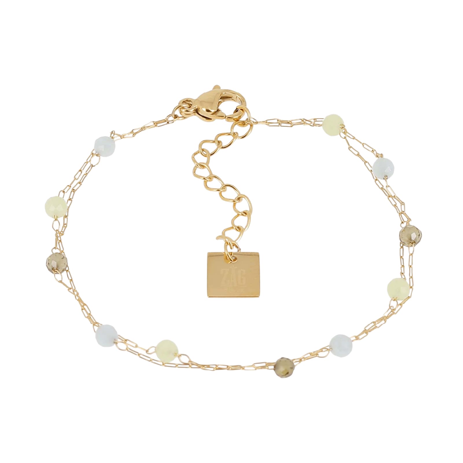 Bracciale catena ZAG Bijoux in acciaio dorato pietre colorate Regolabile 15-18 cm