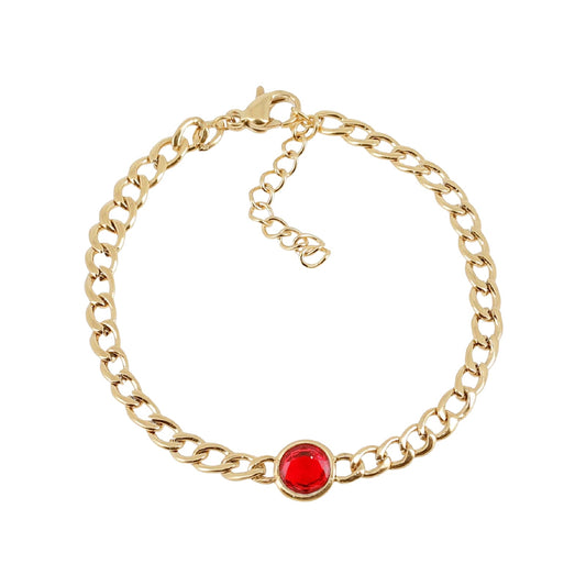 Bracciale catena con zircone rosso ZAG Bijoux acciaio dorato Regolabile 15-18 cm
