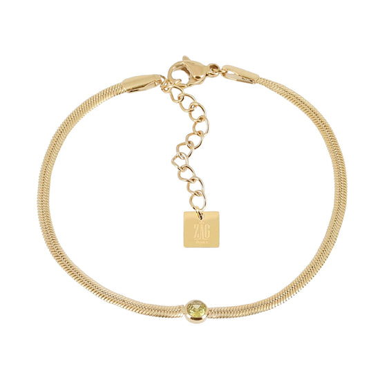 Bracciale catena ZAG Bijoux acciaio oro zircone verde chiaro Regolabile 15-18 cm