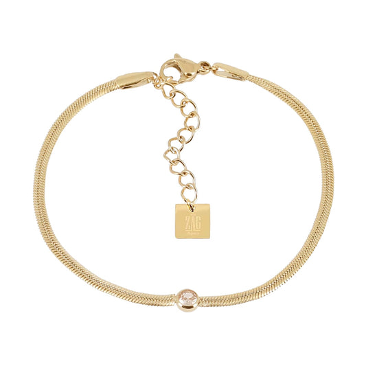 Bracciale catena ZAG Bijoux acciaio dorato con zircone nudo Regolabile 15-18 cm