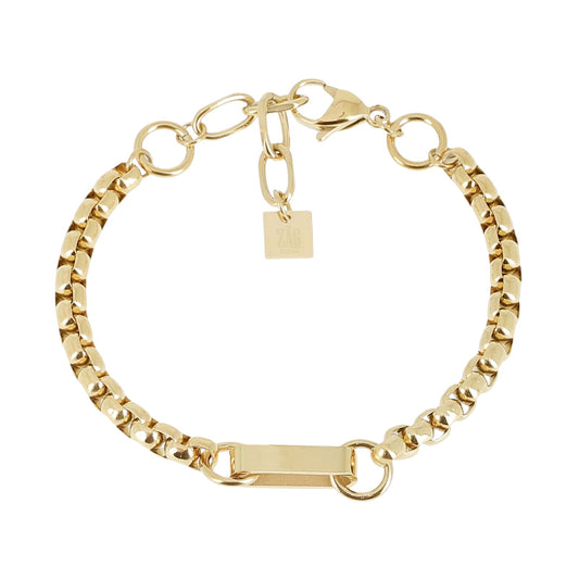 Bracciale catena ZAG Bijoux acciaio oro con maglia spessa Regolabile 16,5-19,5 cm
