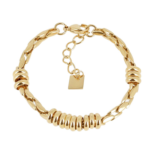 Bracciale catena ZAG Bijoux acciaio oro e cerchietti dorati Regolabile 16-19 cm