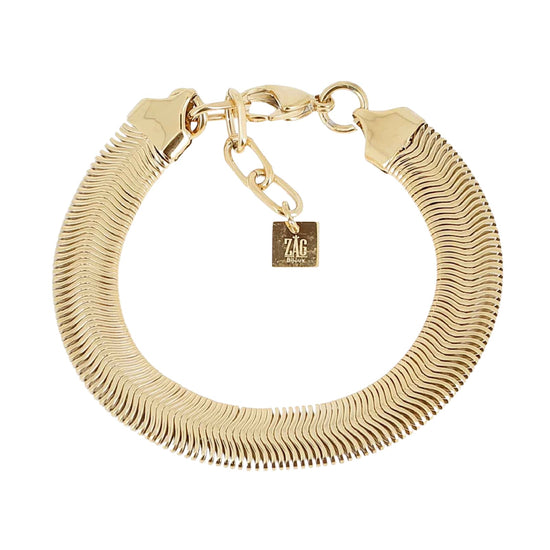 Bracciale catena spessa ZAG Bijoux acciaio dorato scanalato Regolabile 15-18 cm