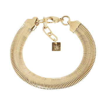 Bracciale catena spessa ZAG Bijoux acciaio dorato scanalato Regolabile 15-18 cm