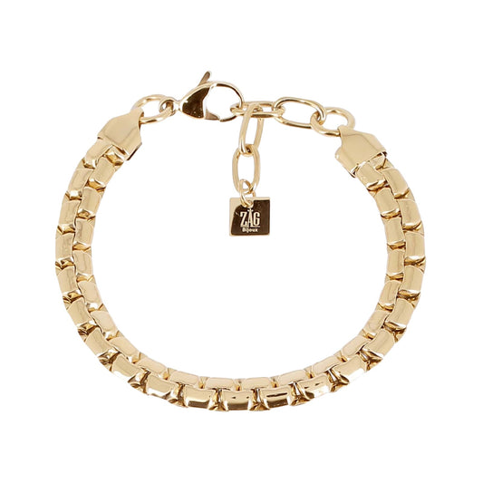 Bracciale catena ZAG Bijoux acciaio dorato con maglie piatte Regolabile 15-18 cm
