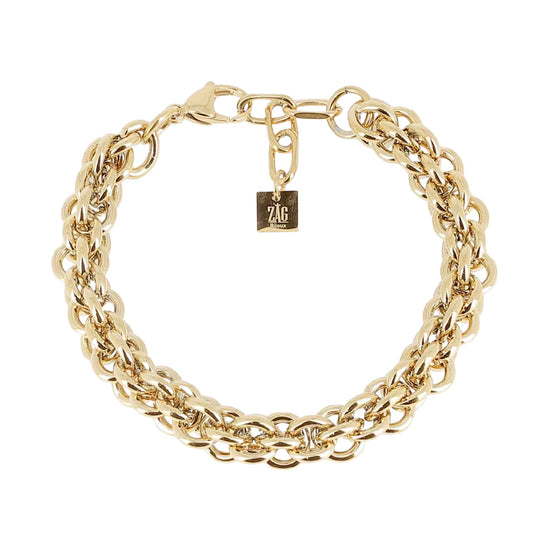 Bracciale catena ZAG Bijoux acciaio oro maglie arrotondate Regolabile 16,5-19,5 cm