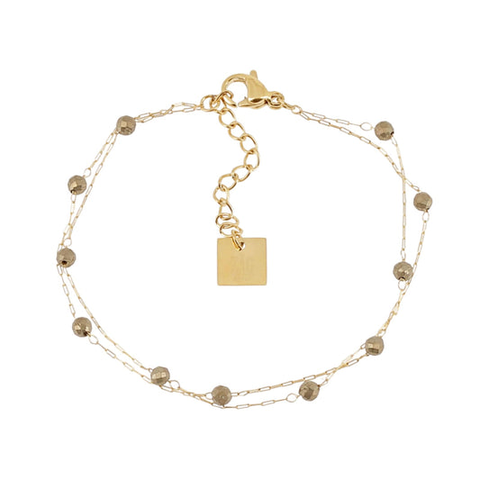 Bracciale multifilo ZAG Bijoux acciaio oro con pietre pirite Regolabile 15-18 cm