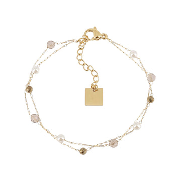 Bracciale multifilo ZAG Bijoux acciaio oro perle labradorite Regolabile 15-18 cm