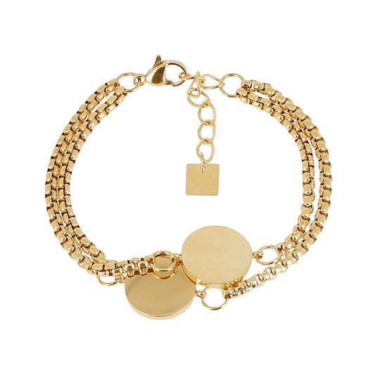 Bracciale multifilo ZAG Bijoux acciaio oro cerchi centrali Regolabile 16,5-19,5 cm