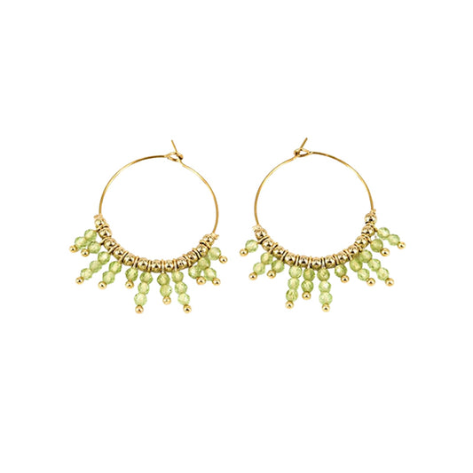Orecchini 22mm ZAG Bijoux in acciaio dorato con peridot MISURA UNICA