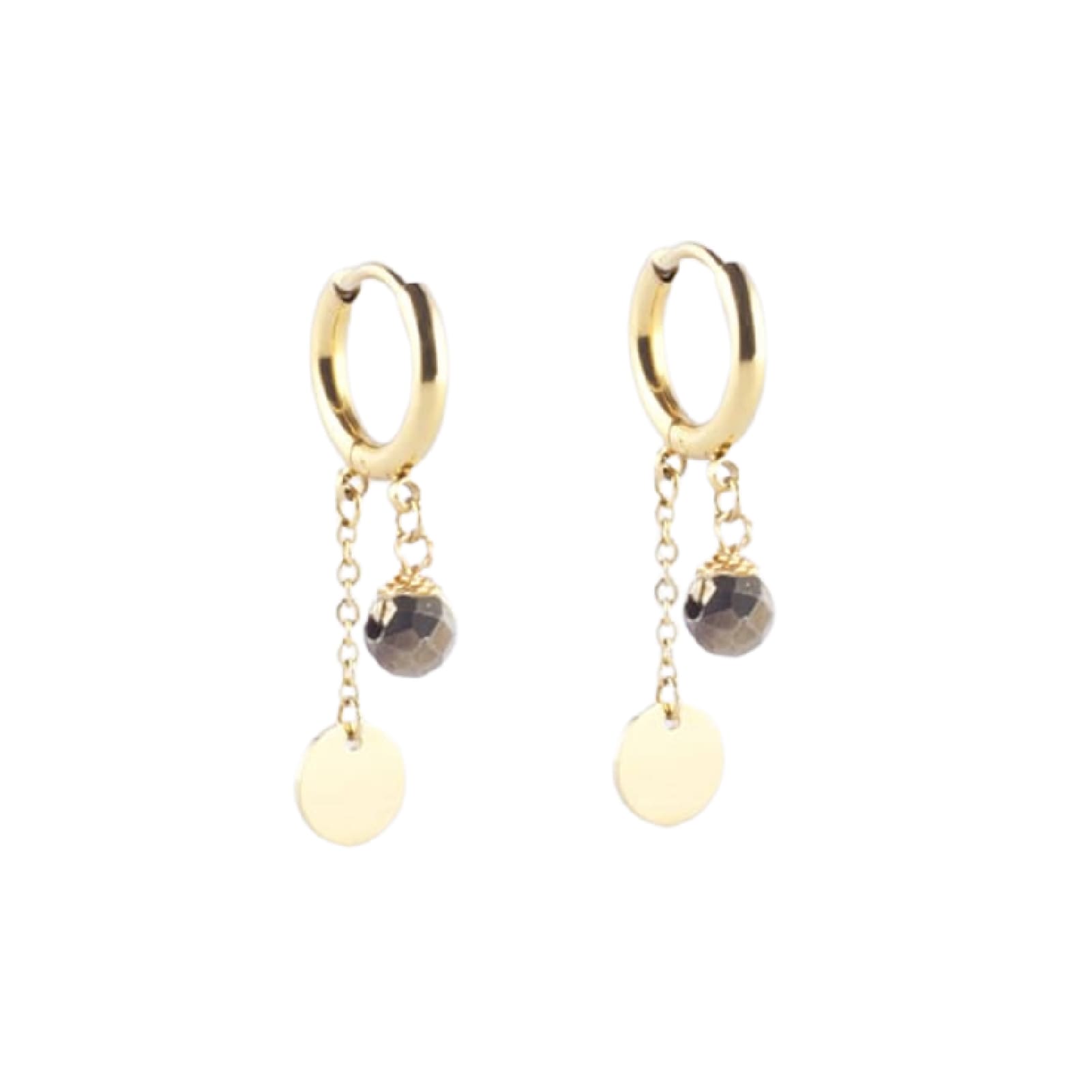 Orecchini cerchio ZAG Bijoux acciaio oro pirite e medaglia MISURA UNICA