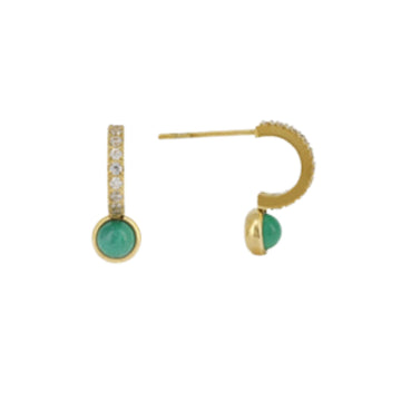 Orecchini 10 mm ZAG Bijoux in acciaio dorato con malachite MISURA UNICA