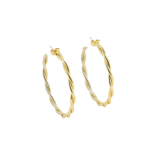 Orecchini ZAG Bijoux acciaio dorato cerchio attorcigliato MISURA UNICA