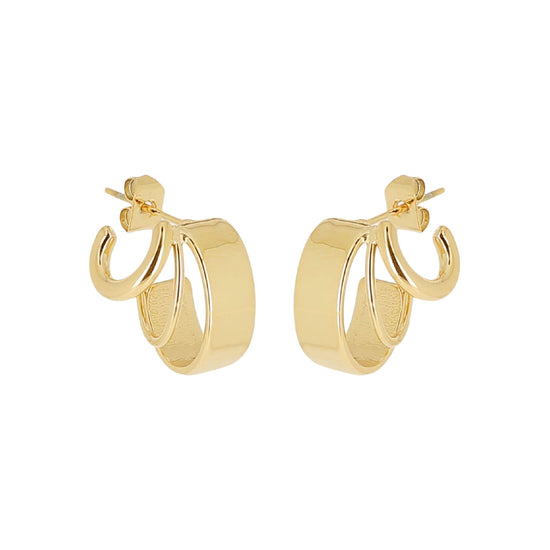 Orecchini a cerchio ZAG Bijoux acciaio dorato con tre cerchi MISURA UNICA