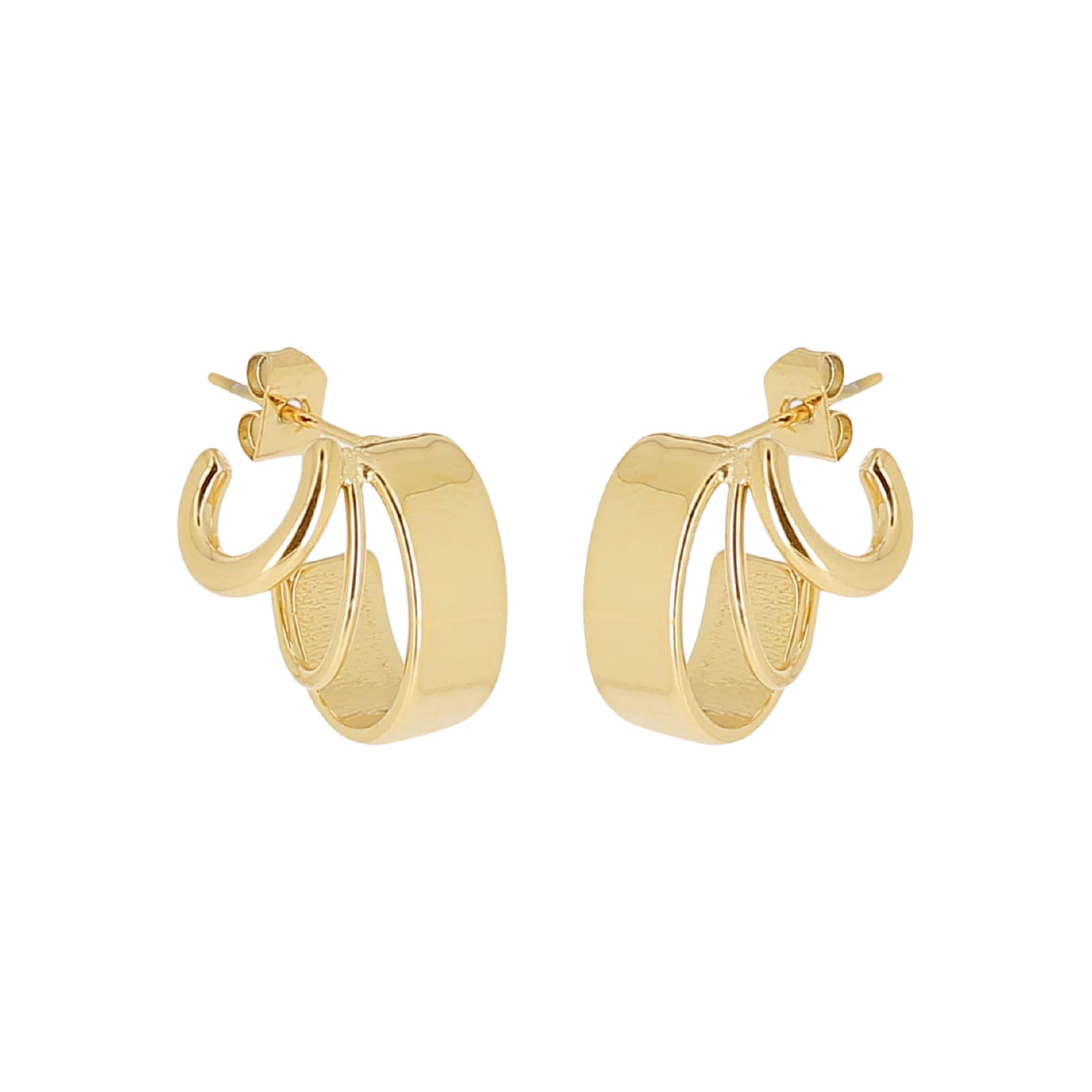 Orecchini a cerchio ZAG Bijoux acciaio dorato con tre cerchi MISURA UNICA