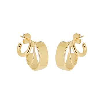 Orecchini a cerchio ZAG Bijoux acciaio dorato con tre cerchi MISURA UNICA