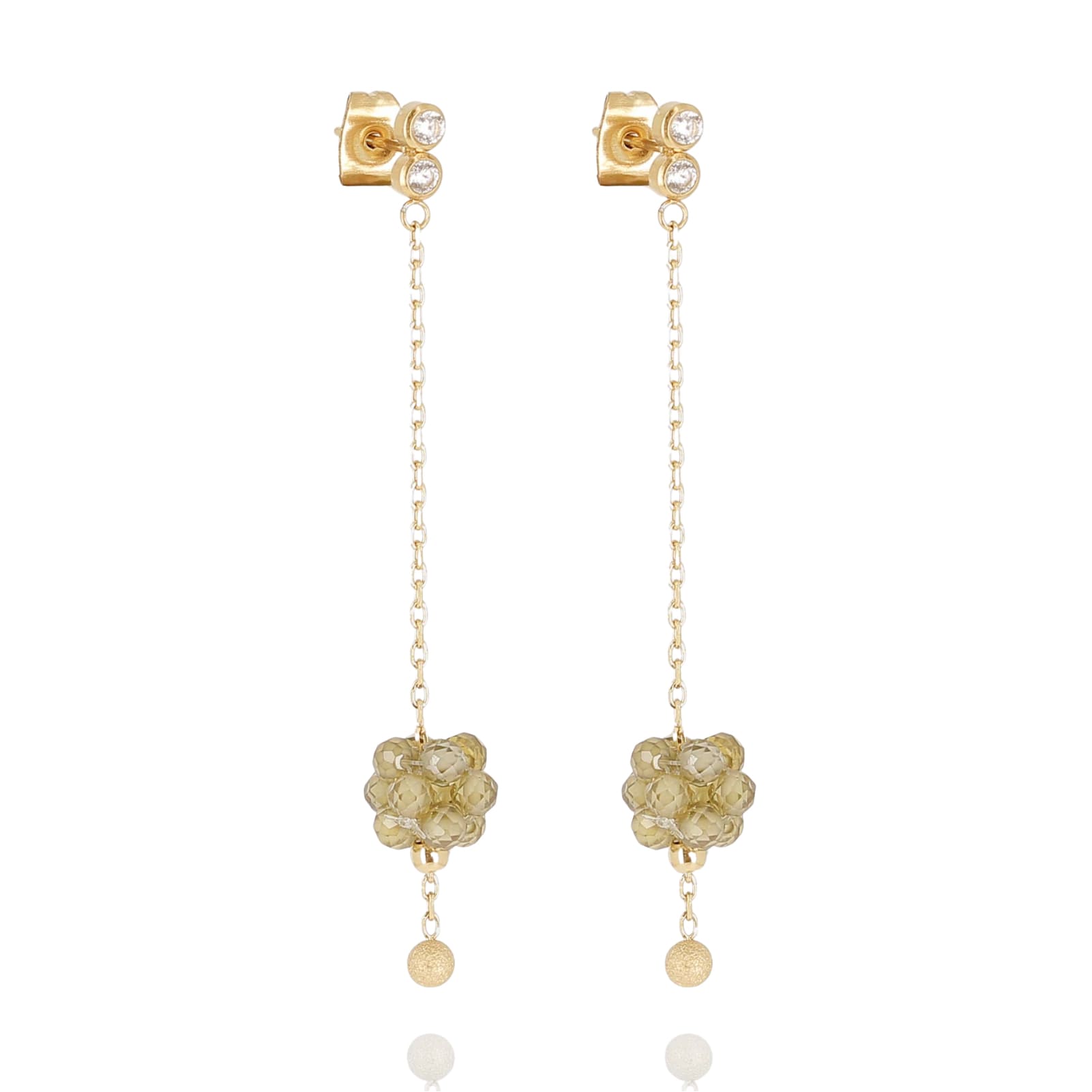 Orecchini ZAG Bijoux Long in acciaio dorato con peridot MISURA UNICA