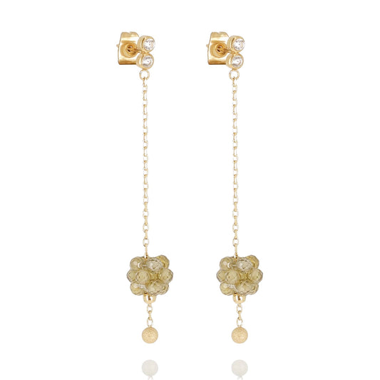 Orecchini ZAG Bijoux Long in acciaio dorato con peridot MISURA UNICA
