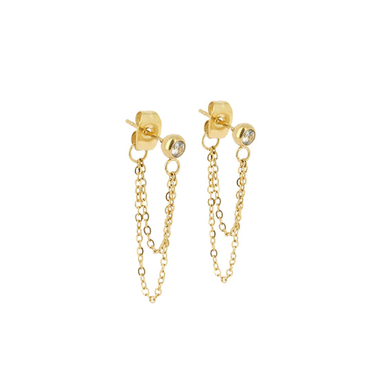 Orecchini donna ZAG Bijoux in acciaio dorato con zirconi MISURA UNICA