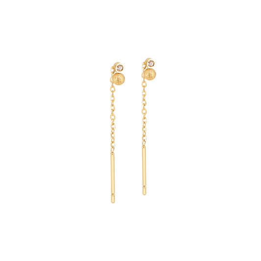 Orecchini pendenti ZAG Bijoux acciaio oro sfere e zirconi MISURA UNICA