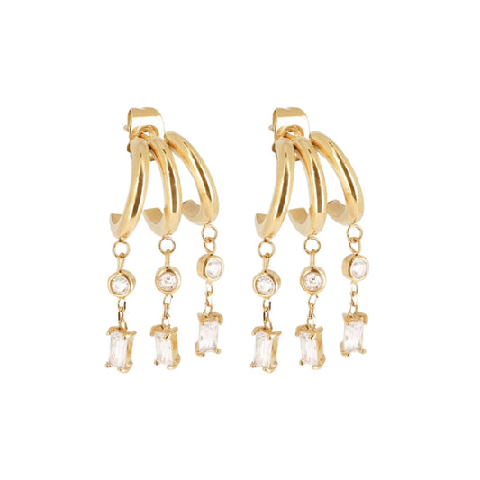 Orecchini pendenti ZAG Bijoux in acciaio dorato con zirconi MISURA UNICA