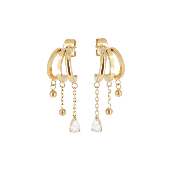 Orecchini pendenti ZAG Bijoux acciaio oro con sfere e zirconi MISURA UNICA