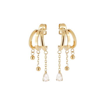 Orecchini pendenti ZAG Bijoux acciaio oro con sfere e zirconi MISURA UNICA