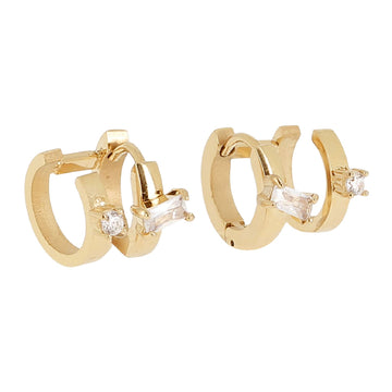 Orecchini a cerchio ZAG Bijoux acciaio dorato con zirconi MISURA UNICA