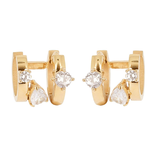 Orecchini a cerchio ZAG Bijoux acciaio oro zircone a goccia MISURA UNICA