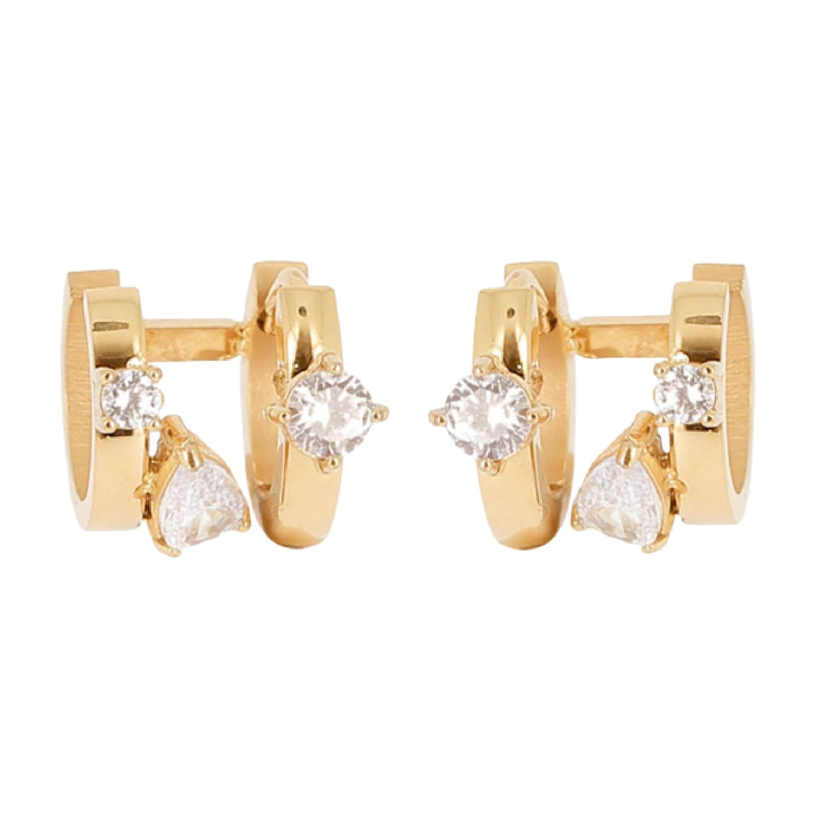 Orecchini a cerchio ZAG Bijoux acciaio oro zircone a goccia MISURA UNICA