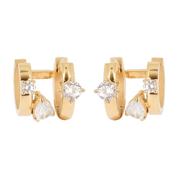 Orecchini a cerchio ZAG Bijoux acciaio oro zircone a goccia MISURA UNICA