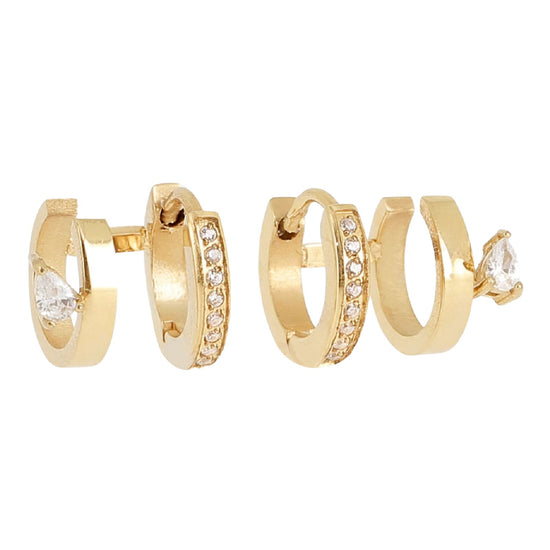 Orecchini a cerchio ZAG Bijoux in acciaio dorato e zirconi MISURA UNICA