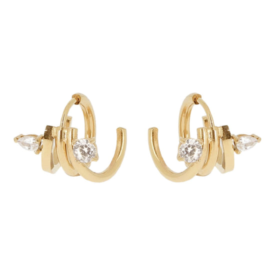 Orecchini a cerchio ZAG Bijoux acciaio oro con zirconi MISURA UNICA