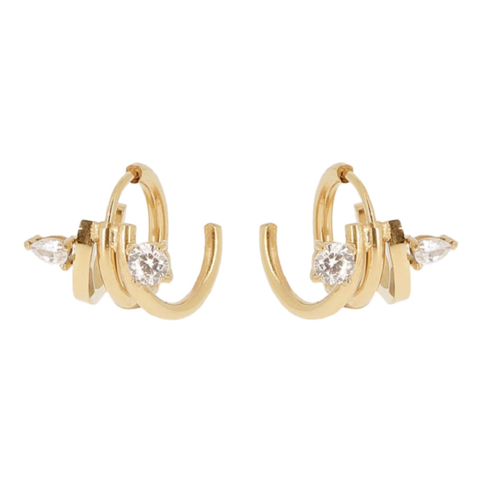 Orecchini a cerchio ZAG Bijoux acciaio oro con zirconi MISURA UNICA