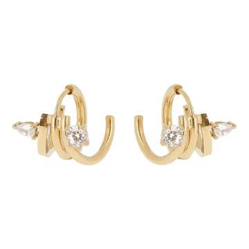 Orecchini a cerchio ZAG Bijoux acciaio oro con zirconi MISURA UNICA