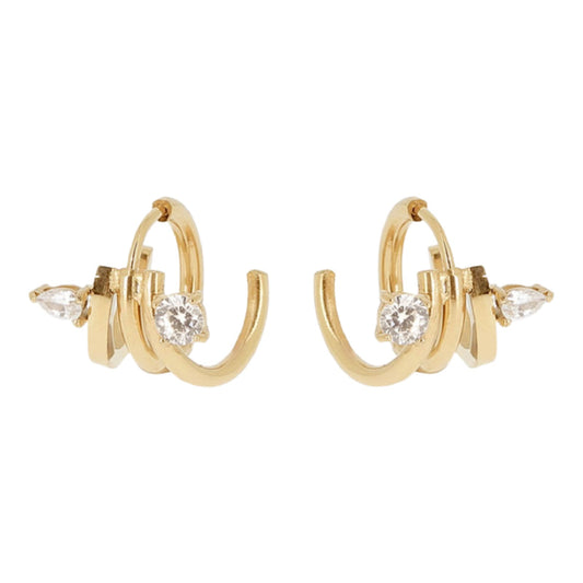 Orecchini a cerchio ZAG Bijoux acciaio oro con zirconi MISURA UNICA