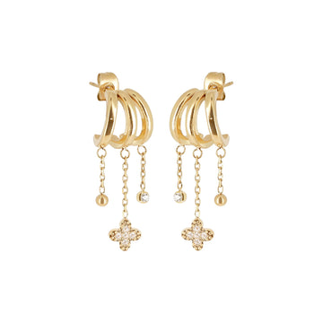 Orecchini pendenti ZAG Bijoux acciaio oro trifoglio e sfere MISURA UNICA