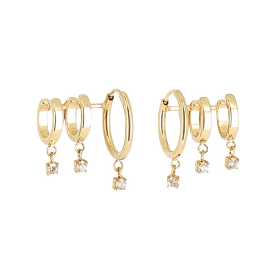 Orecchini a cerchio ZAG Bijoux acciaio oro cerchi con zirconi MISURA UNICA